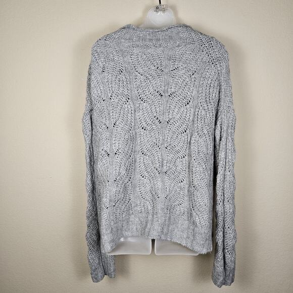 J.Crew Alpaca Blend Womens Pointelle Cable Knit Sweater AF007 Cottage Gray XL - Picture 4 of 16